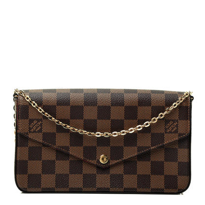 Louis Vuitton Damier Ebene Pochette Felicie Chain Wallet 1 of 4
