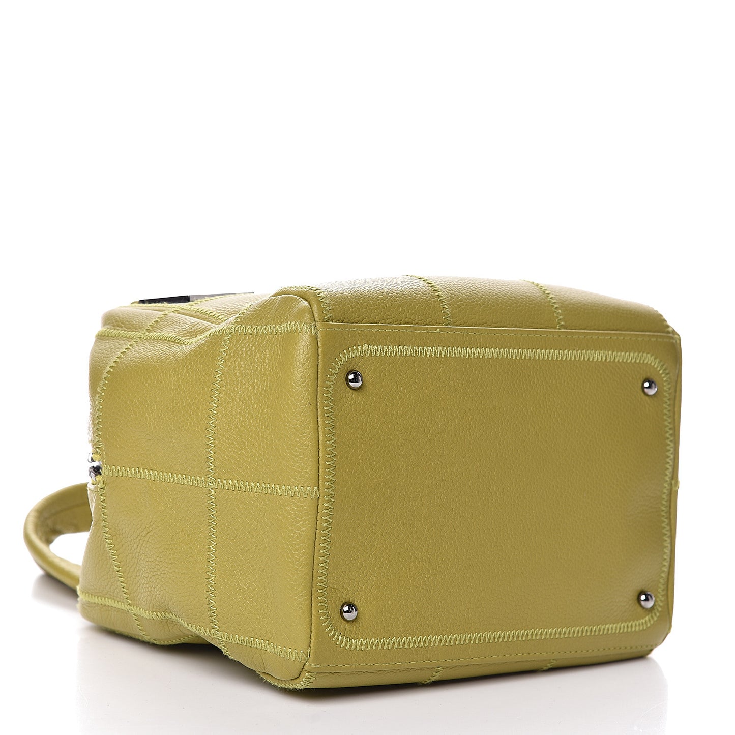 Caviar Square Stitched Tote Chartreuse