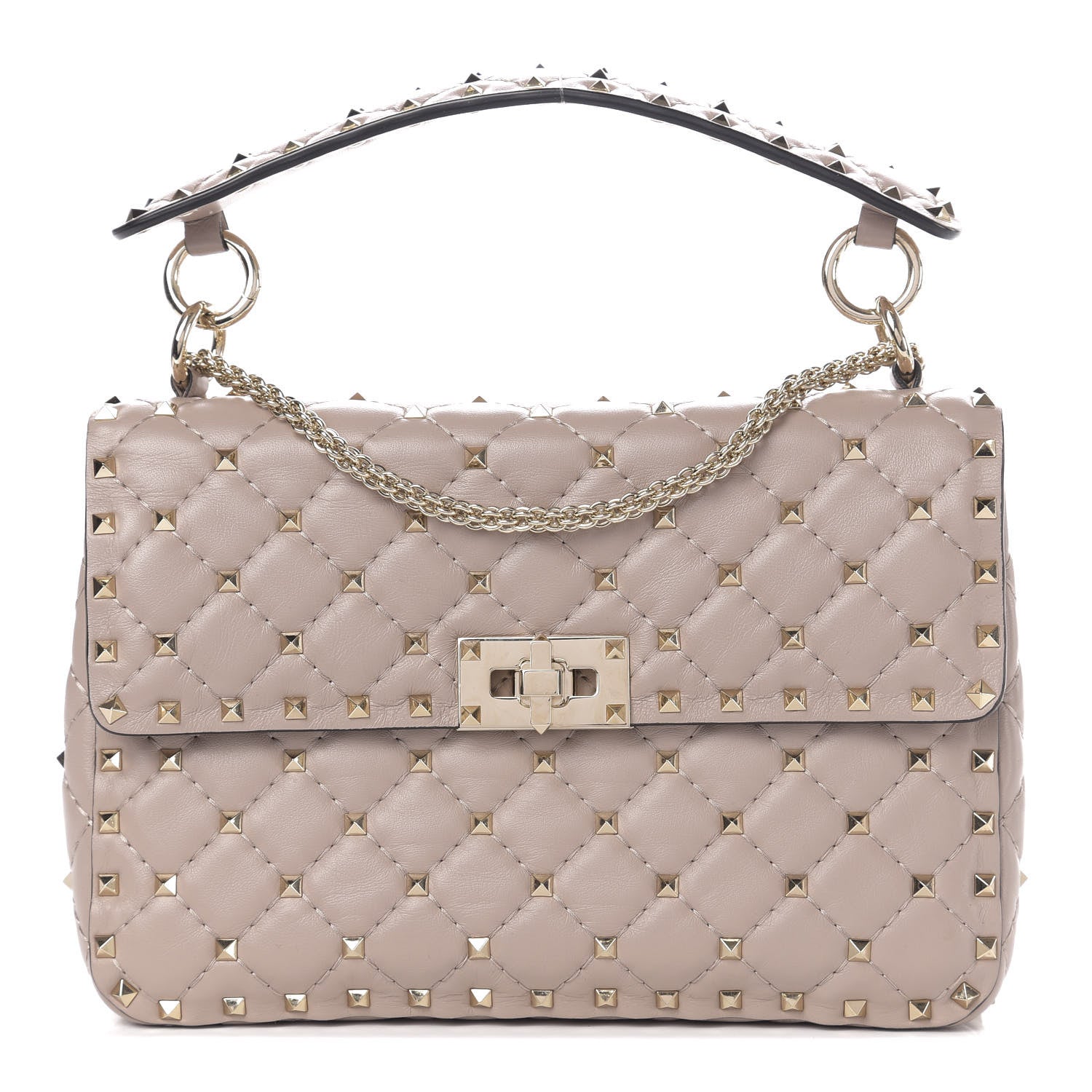 Valentino Garavani Lambskin Medium Rockstud Spike Shoulder Bag Poudre 1 of 9