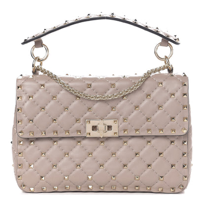 Valentino Garavani Lambskin Medium Rockstud Spike Shoulder Bag Poudre 1 of 9