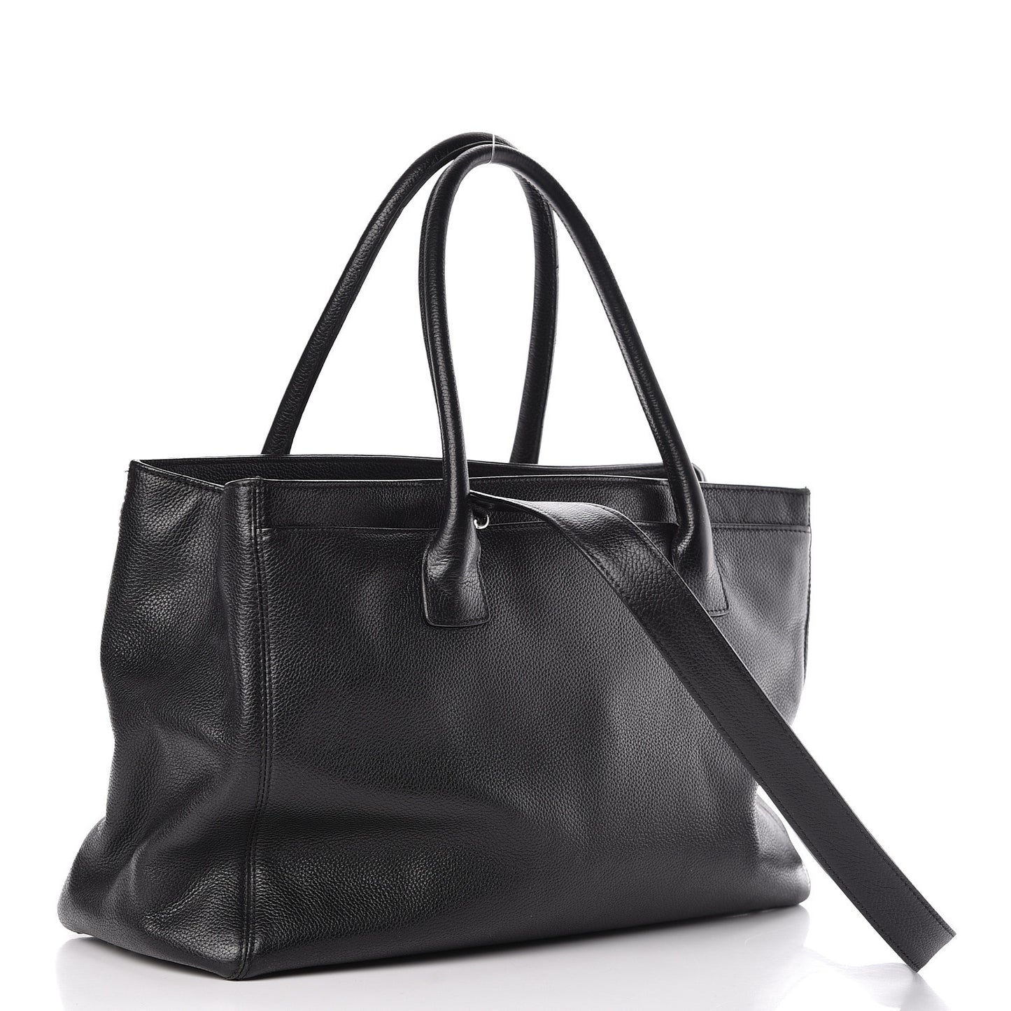 Calfskin Cerf Executive Shopper Tote Black