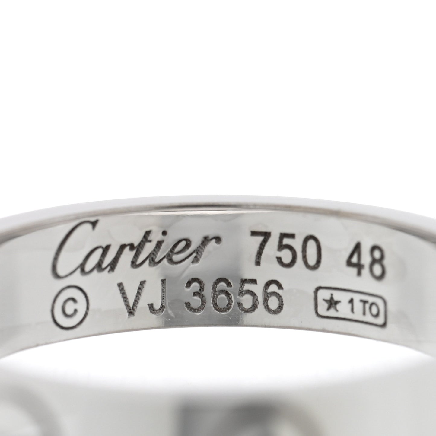 18K White Gold 3.5mm LOVE Wedding Band Ring 48 4.5