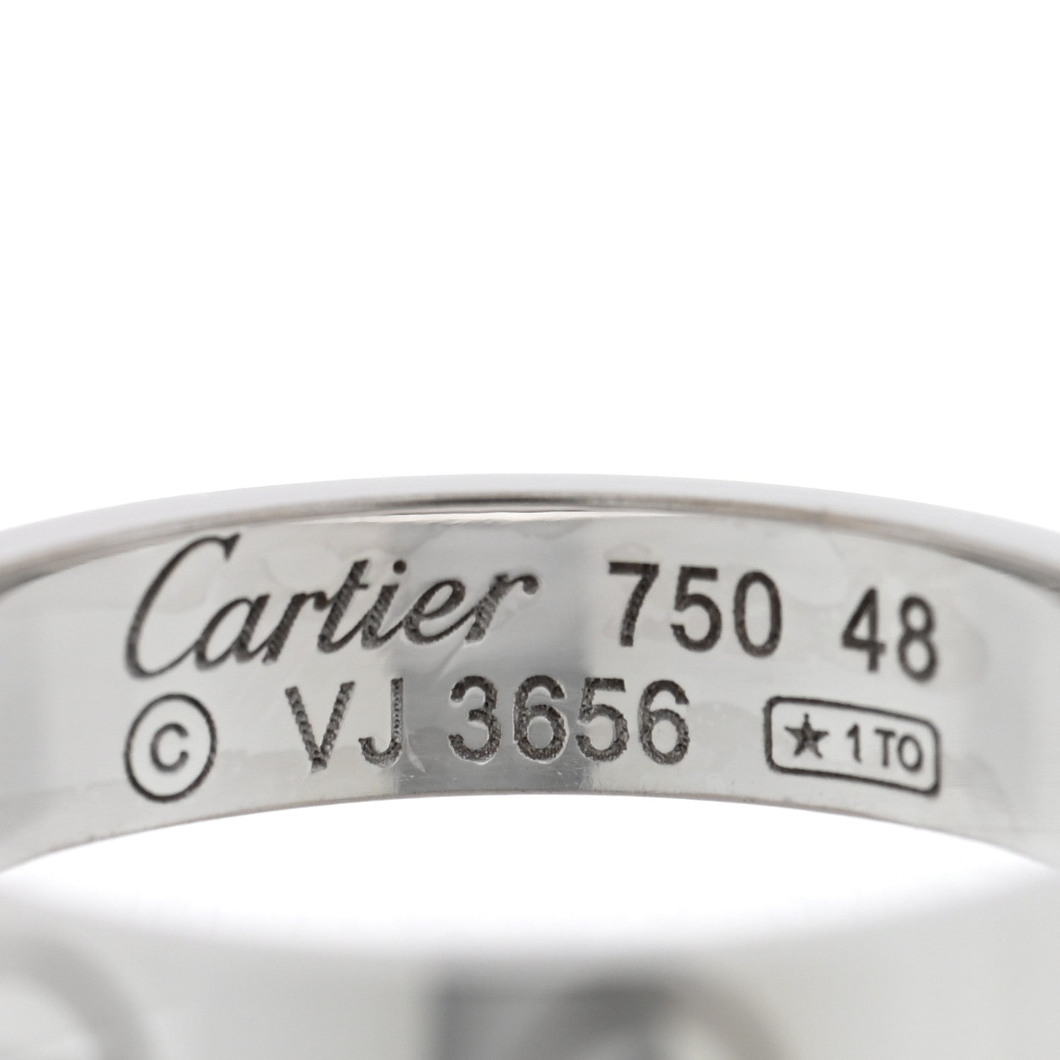 Cartier 18K White Gold 3.5mm LOVE Wedding Band Ring 48 4.5 4 of 4