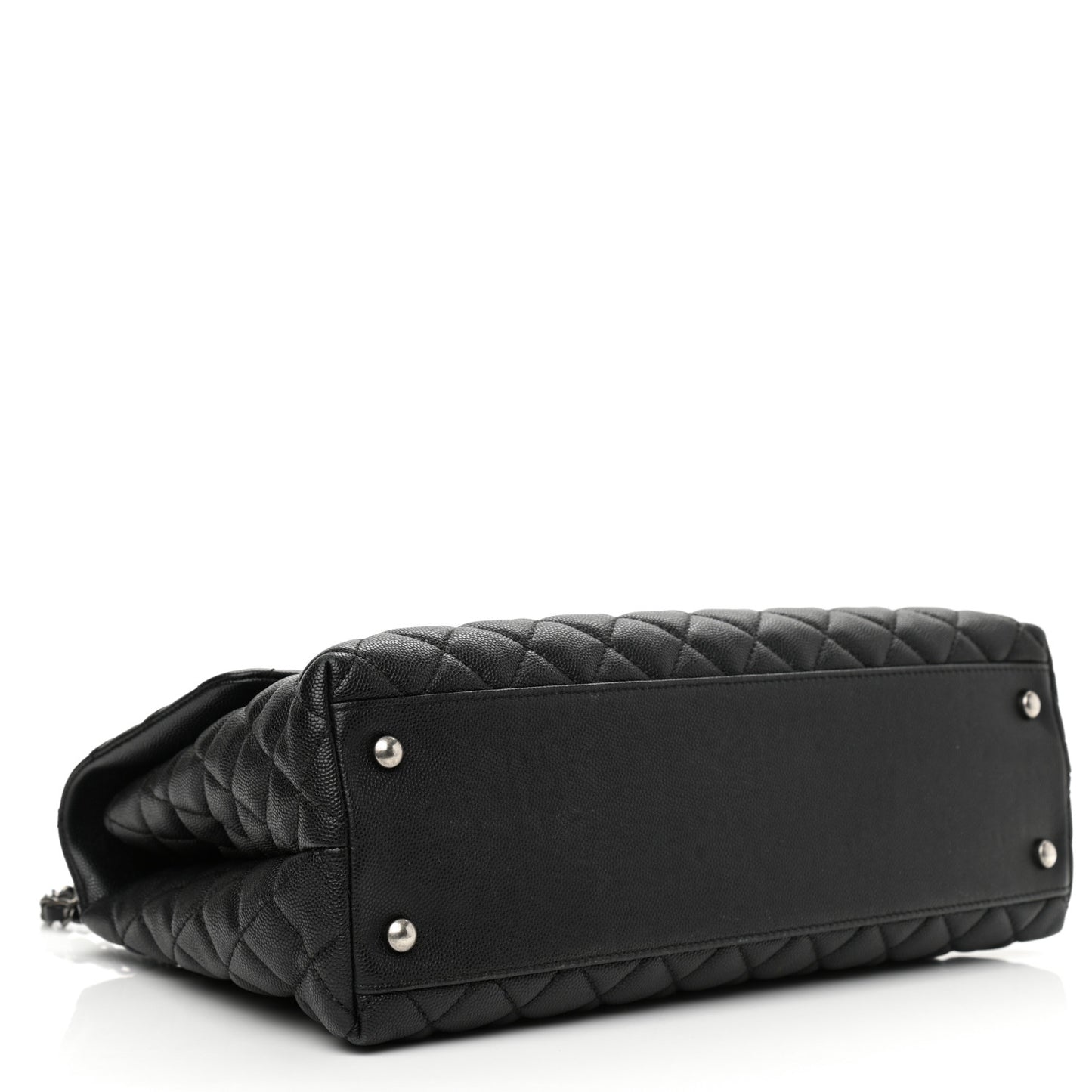 Caviar Lizard Quilted Medium Coco Handle Flap Black