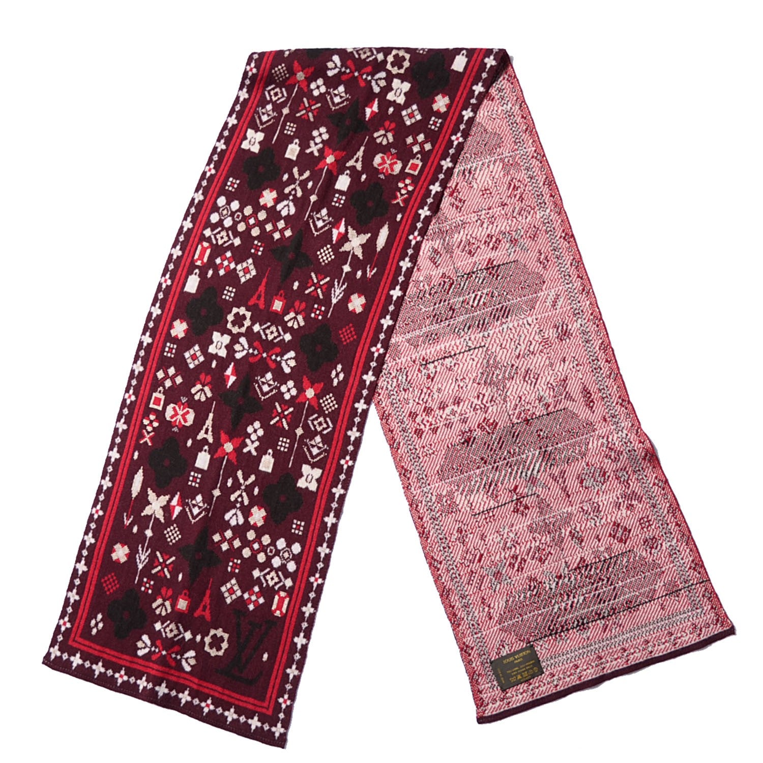 Louis Vuitton Wool Maille Flocon Scarf Scandinavian Red 3 of 4