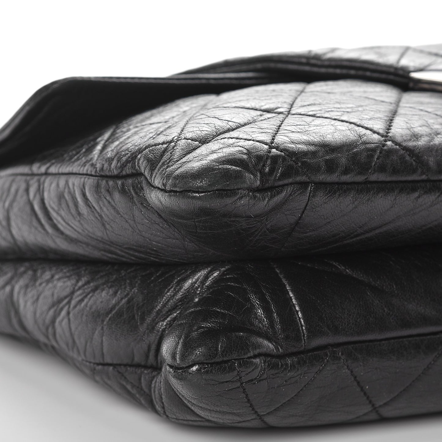 Lambskin Quilted Padded Envelope Flap Black