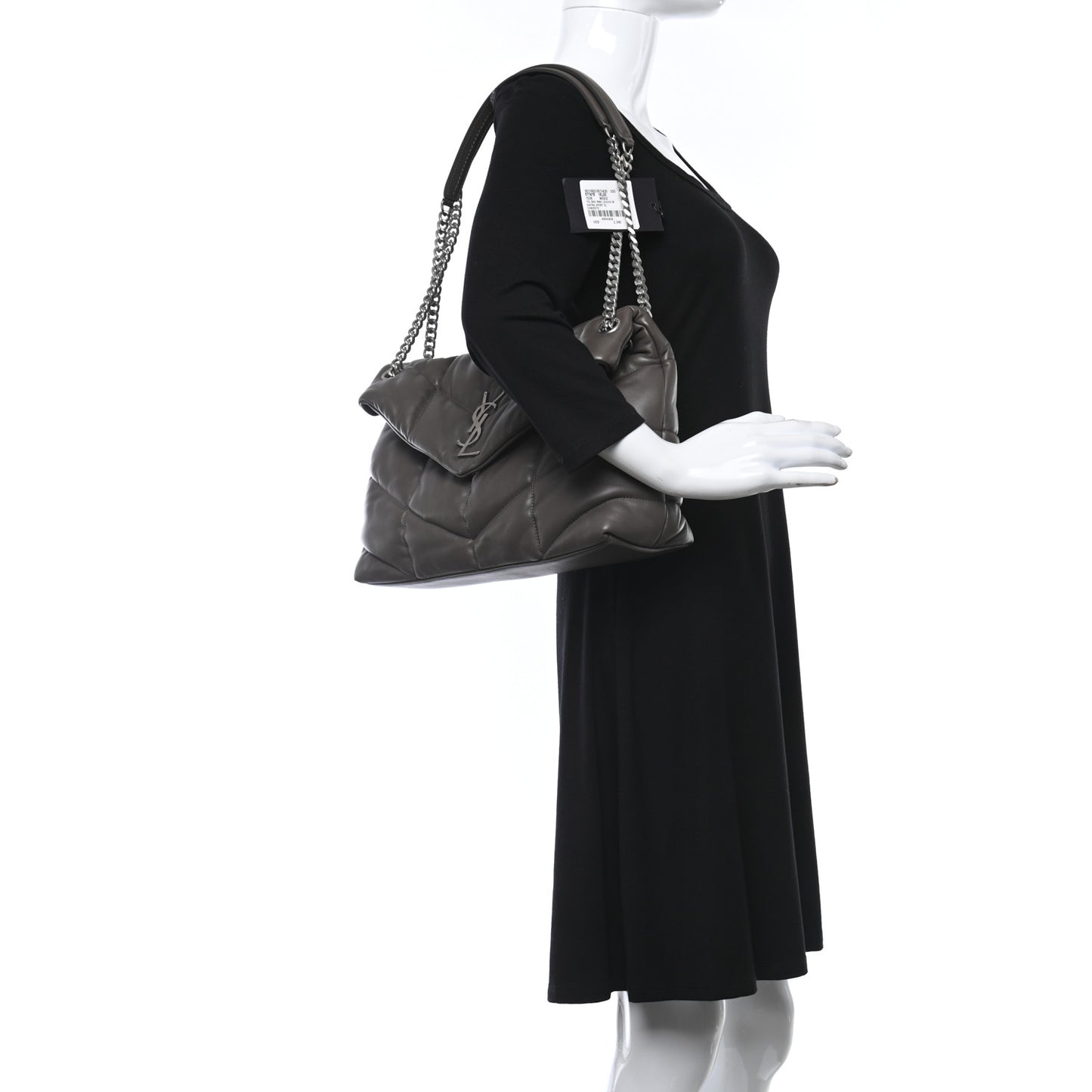 Calfskin Quilted Medium Loulou Puffer Monogram Chain Satchel Concrete