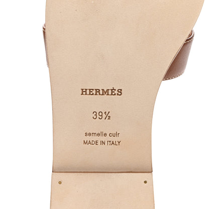 Hermes Box Calfskin Oran Sandals 39.5 Gold 6 of 9