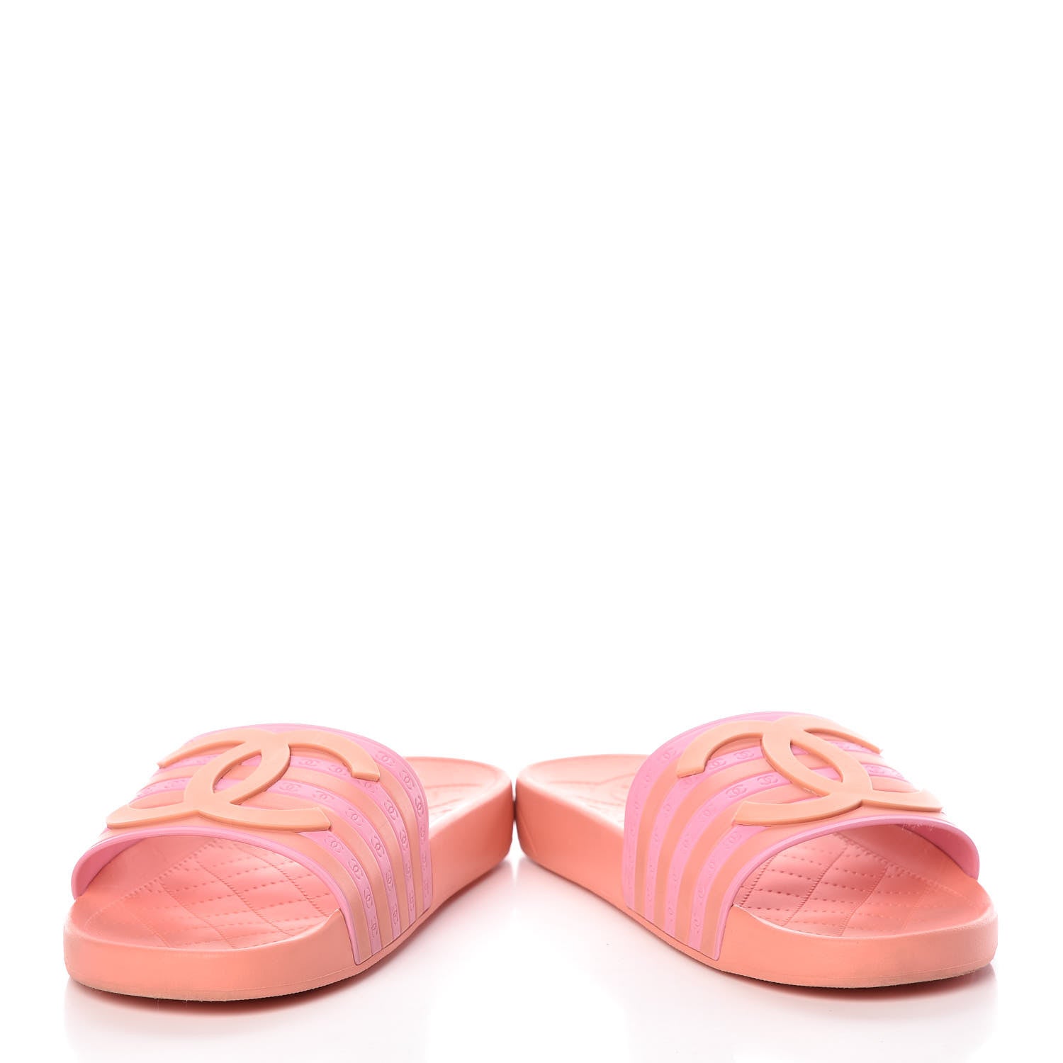 Chanel Rubber CC Flat Slide Sandals 37 Orange Pink 5 of 13