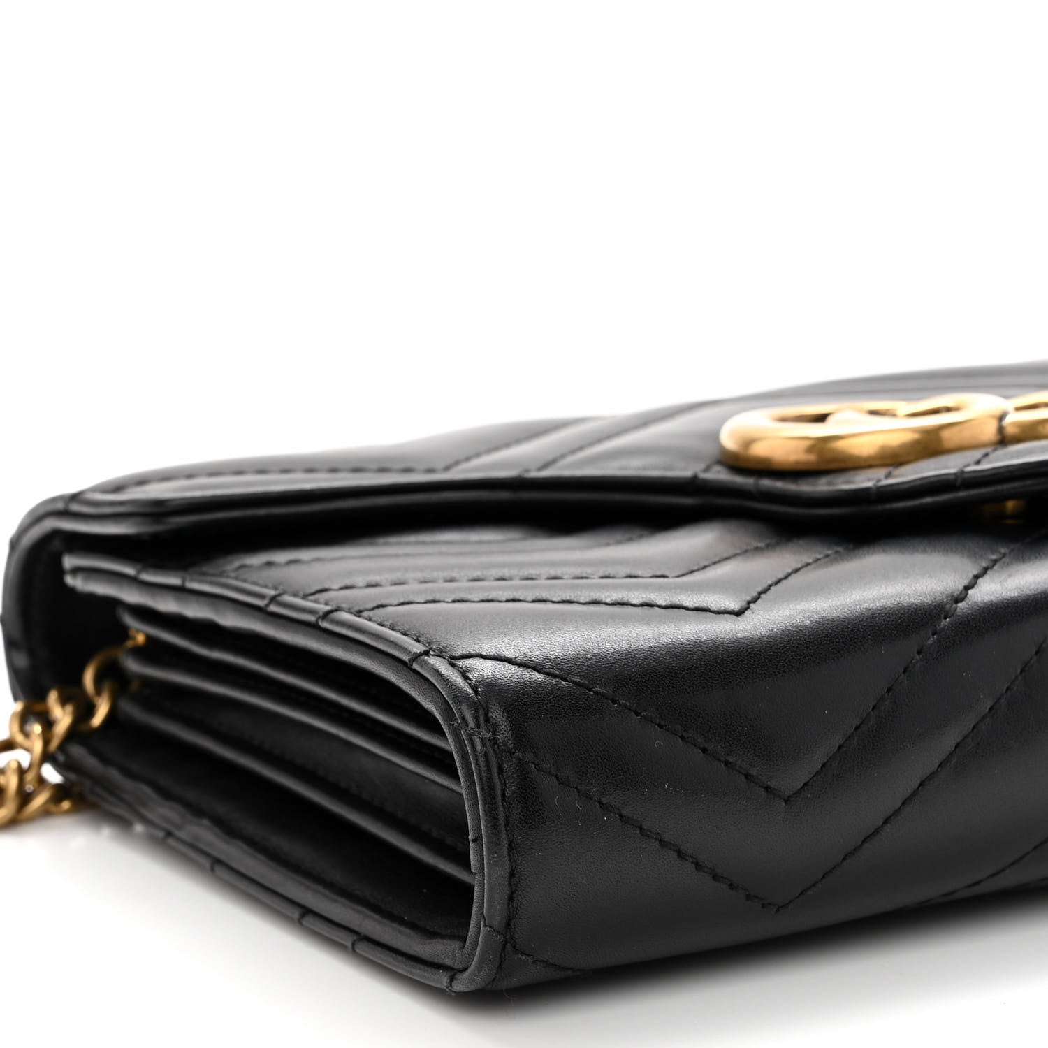 Gucci Calfskin Matelasse GG Marmont Chain Wallet Black 11 of 13