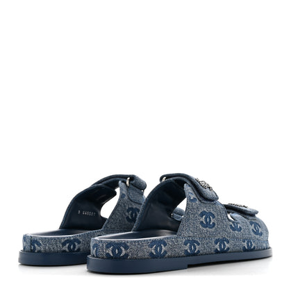 Chanel Denim CC Velcro Dad Chain CC Slide Sandals 39 Blue 5 of 11