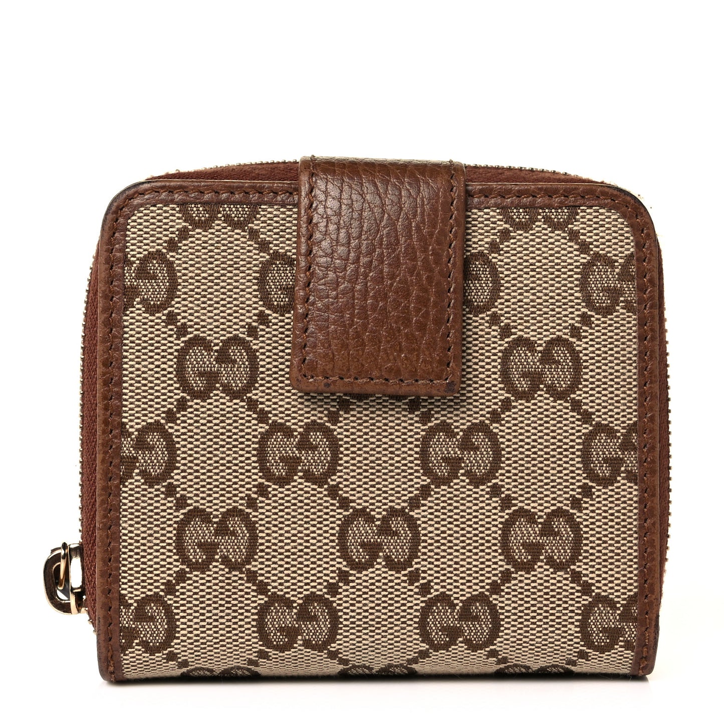 Monogram Dollar Calfskin Zip Around French Wallet Beige Ebony Tabacco