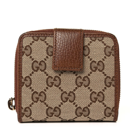 Gucci Monogram Dollar Calfskin Zip Around French Wallet Beige Ebony Tabacco 1 of 10