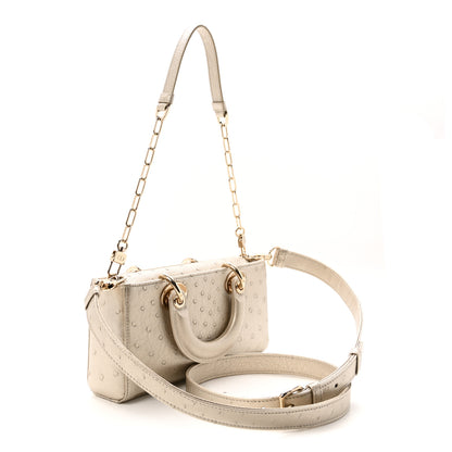 Christian Dior Metallic Ostrich Small Lady D-Joy Champagne 3 of 10