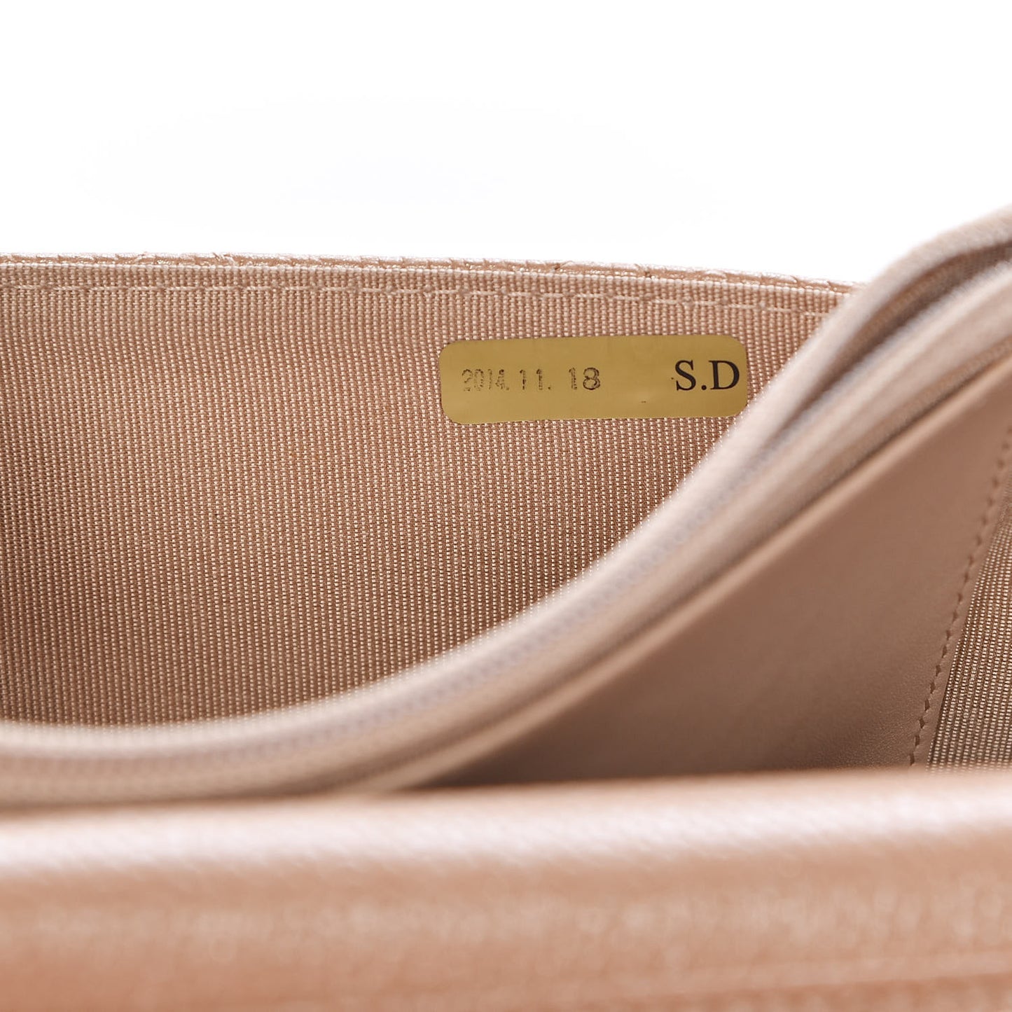 Pearly Caviar Quilted Wallet On Chain WOC Dark Beige