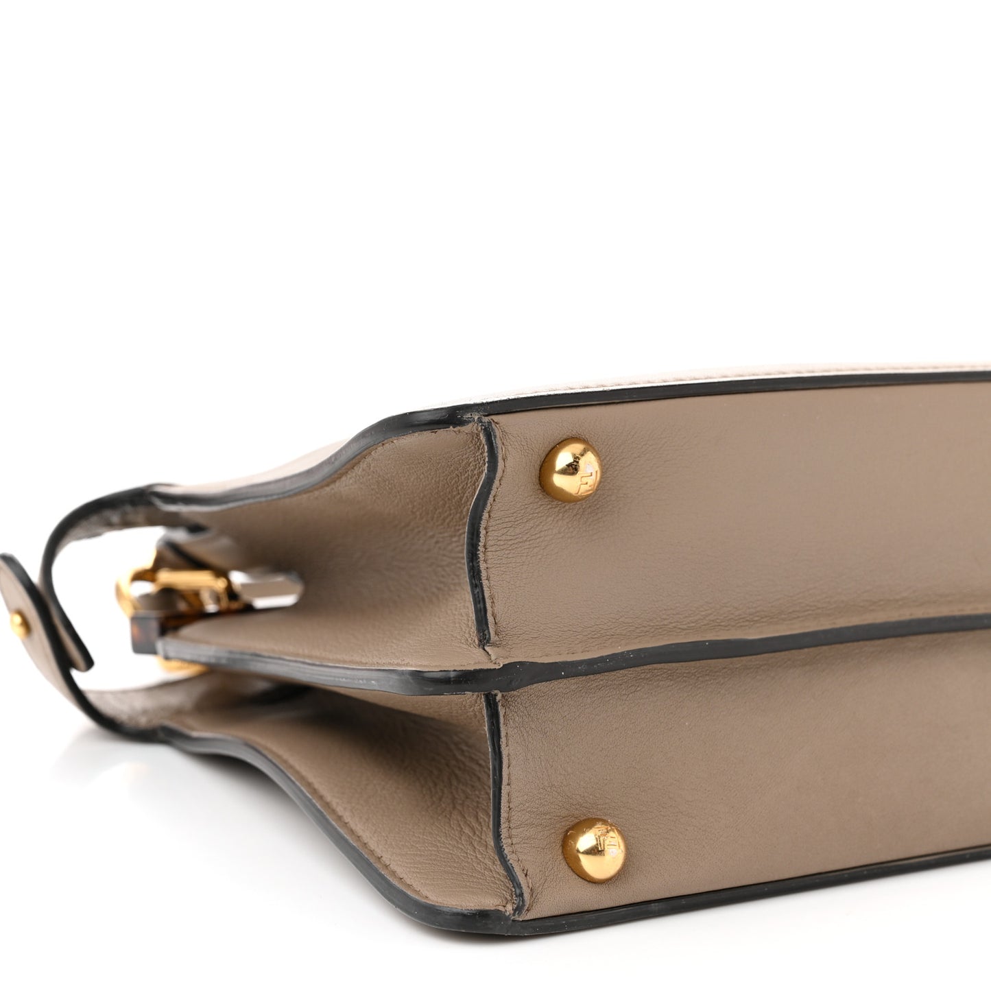 Vitello Seta Shiny Nappa Plexiglass Bi-Color Small Peekaboo I SEE U Satchel Tartaruga Black