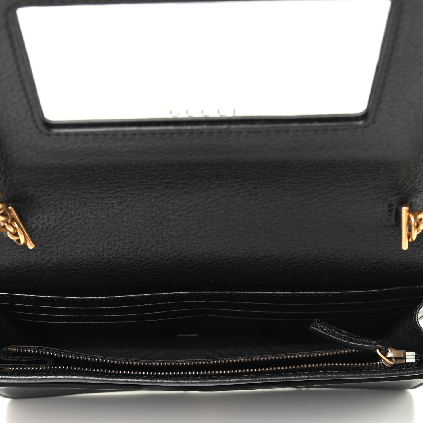 Calfskin Marquise Crystals Mini GG Chain Wallet Black