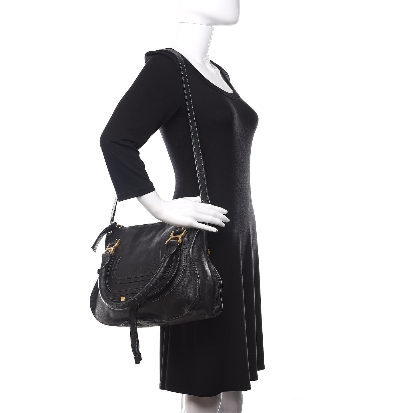 Calfskin Medium Marcie Satchel Black