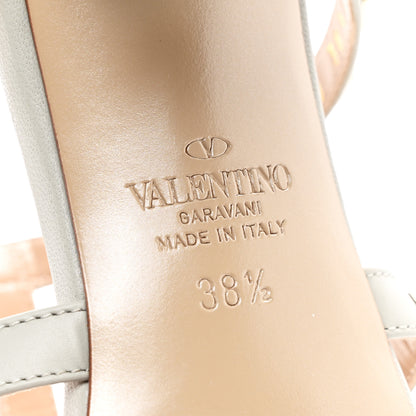 Valentino Garavani Calfskin Rockstud 60mm Caged Slide Sandals 38.5 Opal Grey 6 of 8