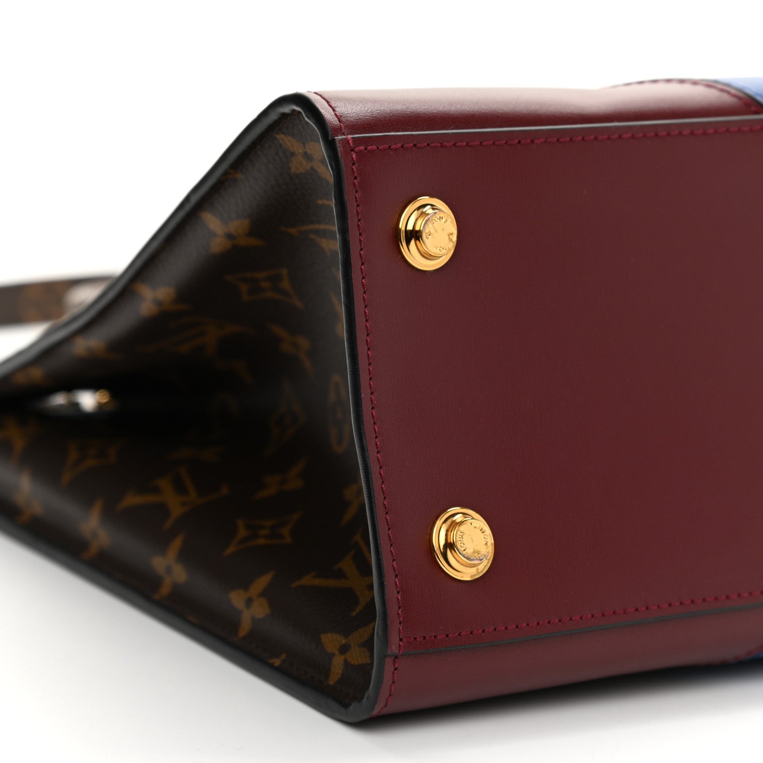 Louis Vuitton Calfskin Monogram City Steamer MM Blue Burgundy White 8 of 12