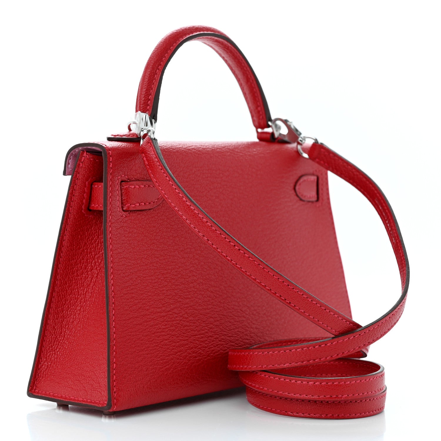 Hermes Chevre Mysore Verso Mini Kelly Sellier 20 Rouge Casaque Bubblegum 3 of 11