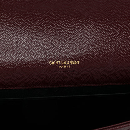 Saint Laurent Grain De Poudre Matelasse Chevron Monogram Envelope Clutch Rouge Legion 6 of 8