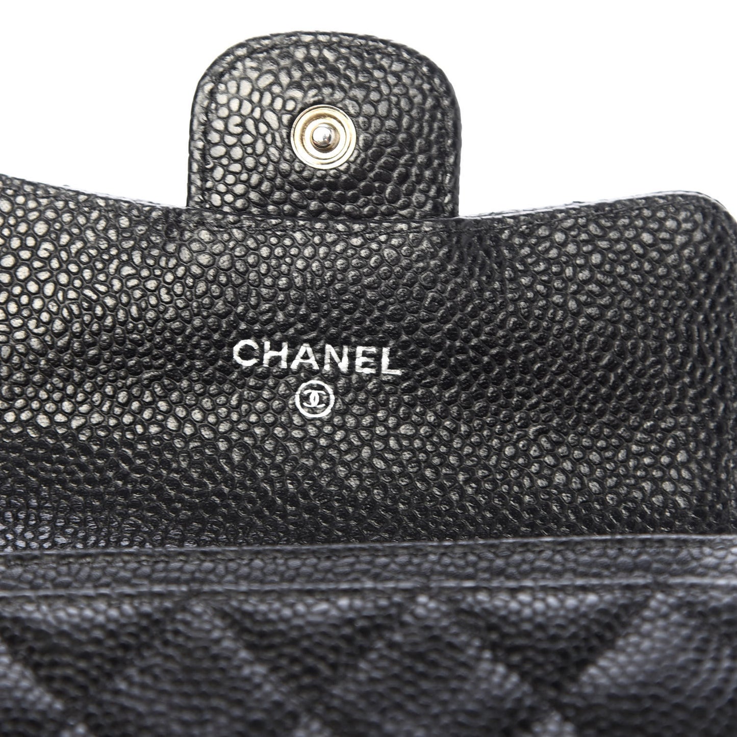 Caviar Quilted Flap Card Holder Black