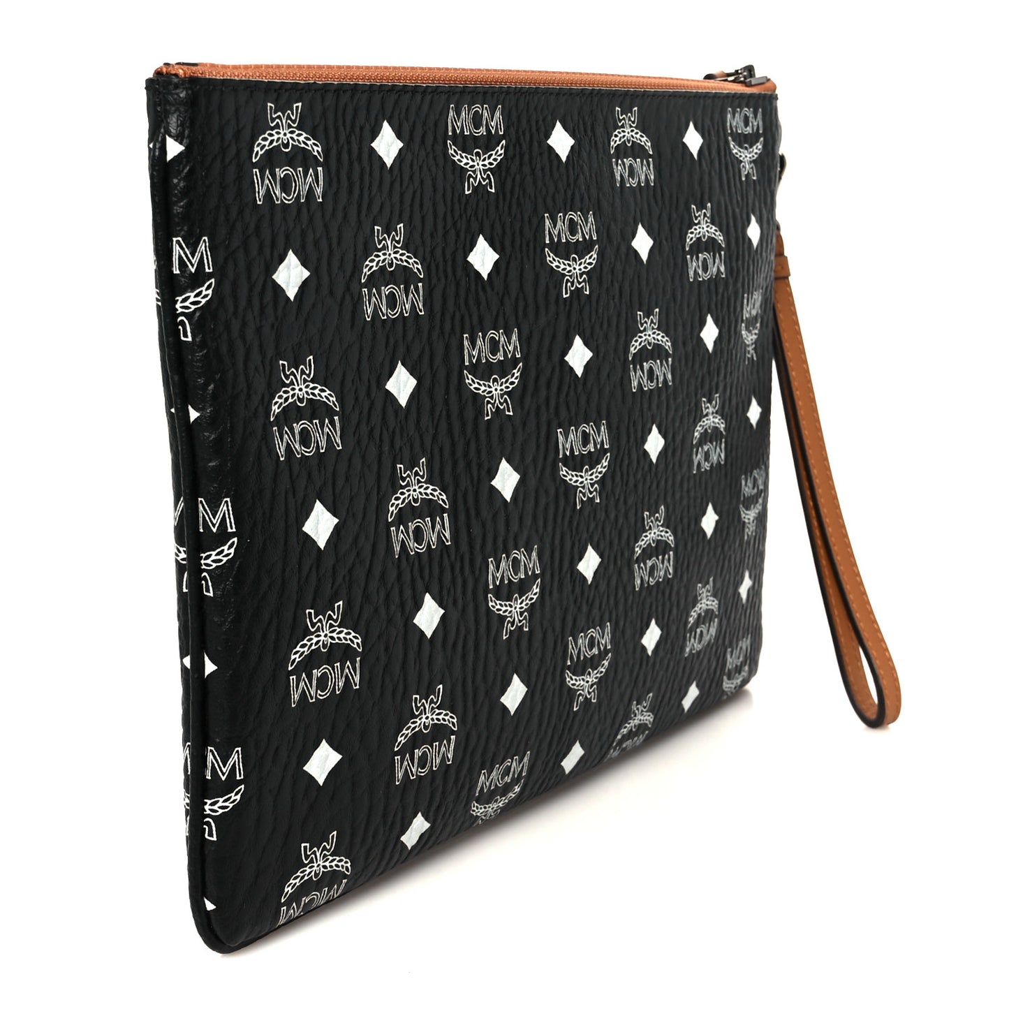 Visetos Medium Stark Wristlet Pouch Black Cognac