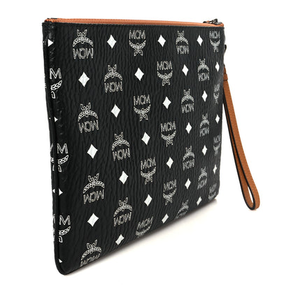 MCM Visetos Medium Stark Wristlet Pouch Black Cognac 3 of 9