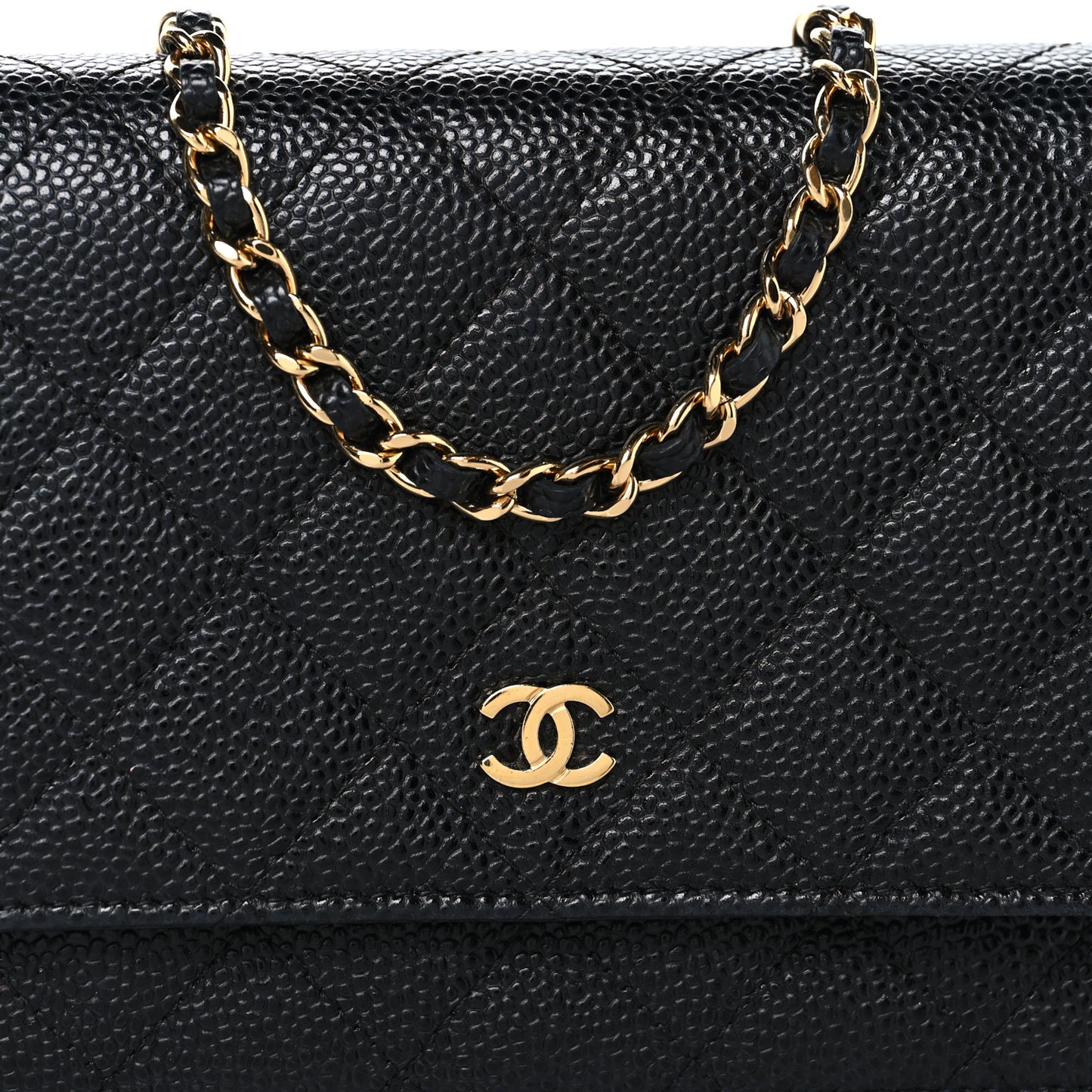 Caviar Quilted Wallet On Chain WOC Black