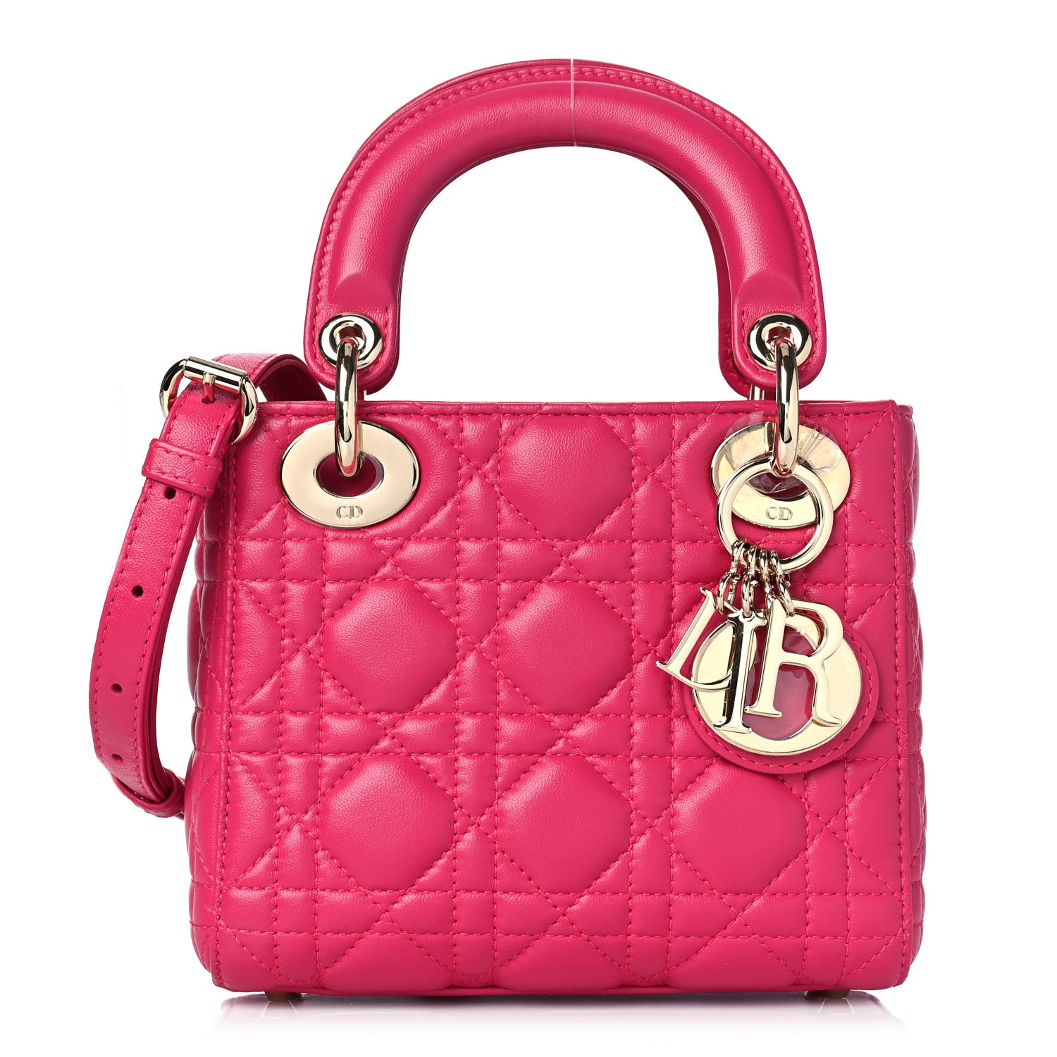 Christian Dior Lambskin Cannage Mini Lady Dior Fuchsia 1 of 8