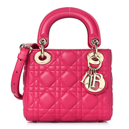 Christian Dior Lambskin Cannage Mini Lady Dior Fuchsia 1 of 8