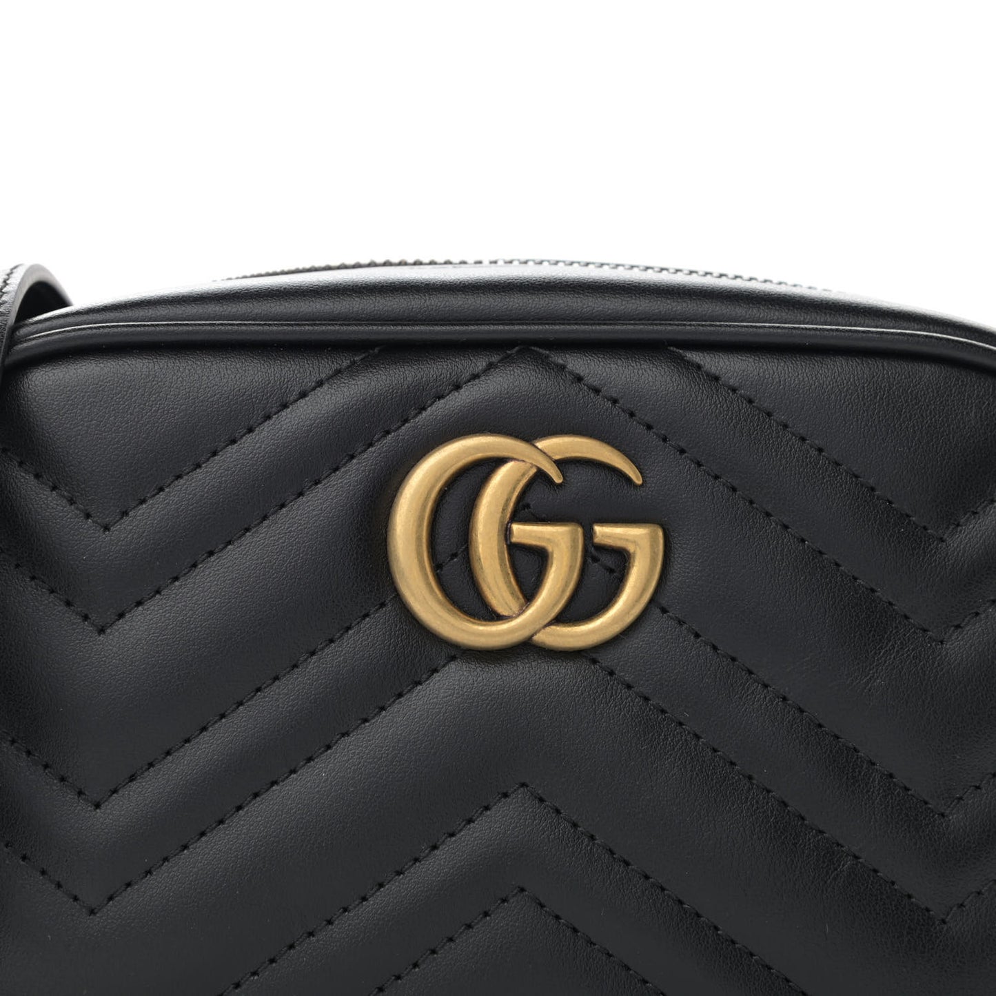 Calfskin Matelasse Mini GG Marmont Chain Shoulder Bag Black