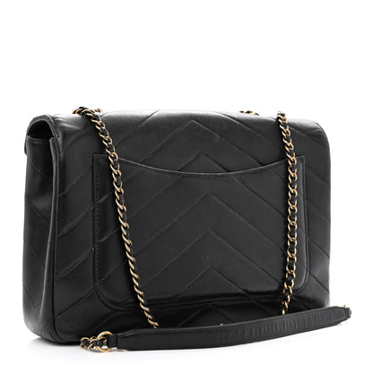 Chanel Lambskin Chevron Quilted Medium Envelope Flap Black 3 of 13