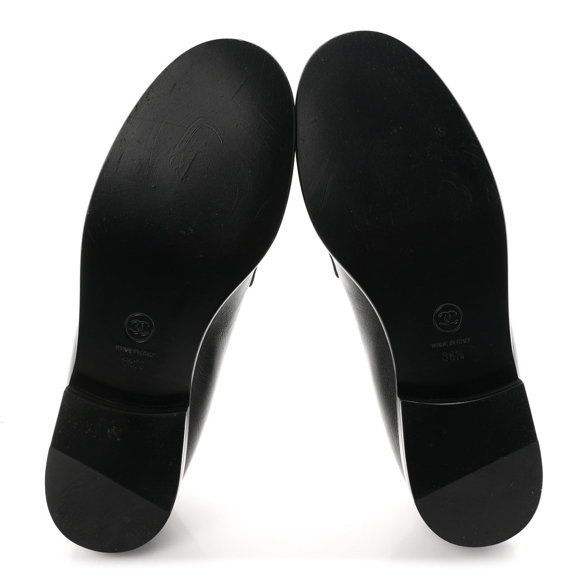 Lambskin CC Mocassin Loafers 38.5 Black