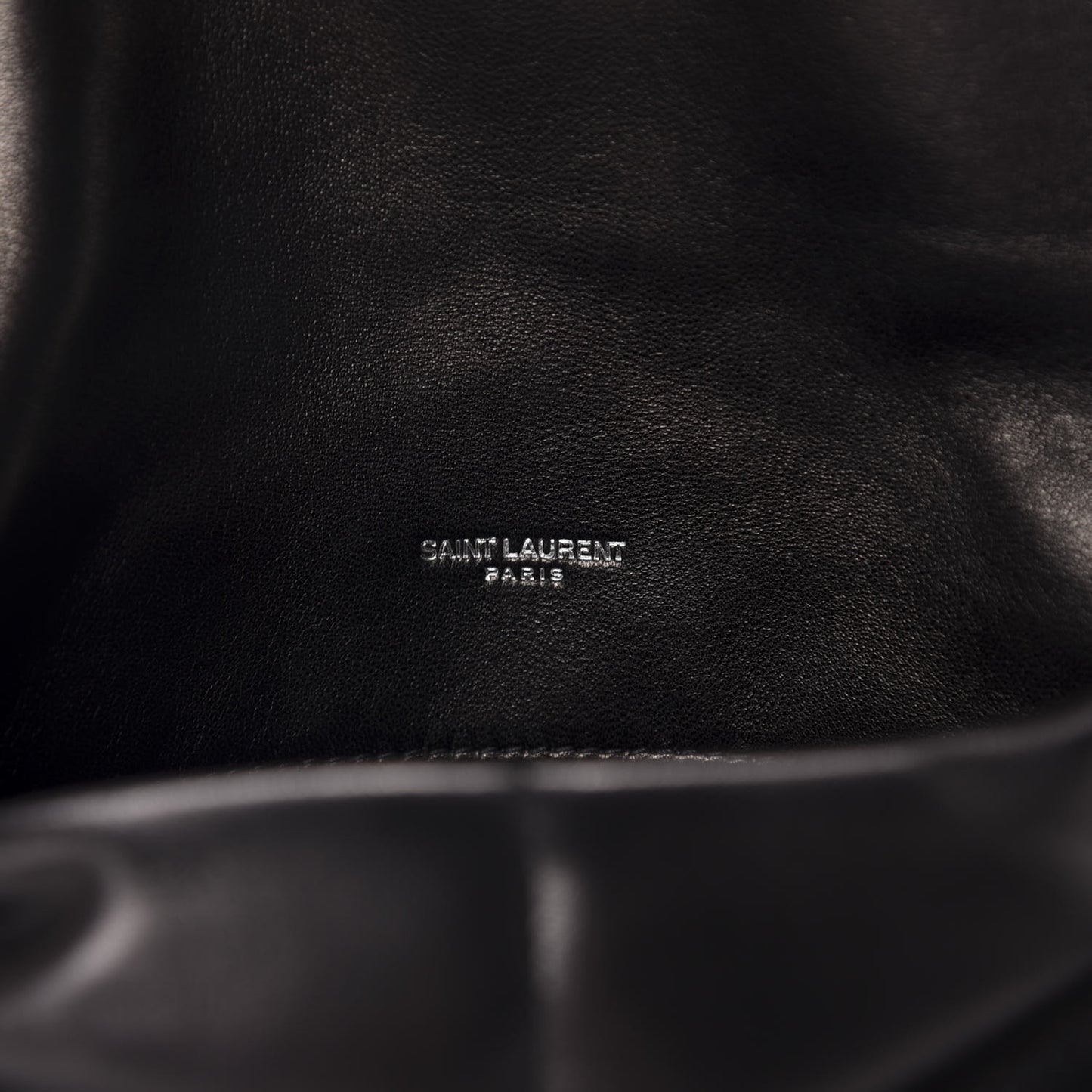 Lambskin Quilted Small Loulou Puffer Monogram Chain Satchel Black