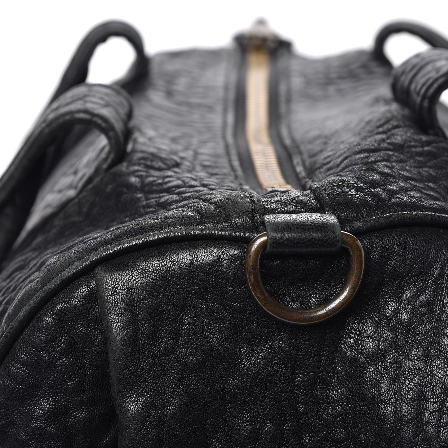 Pebbled Lambskin Rocco Black Antique Brass Hardware