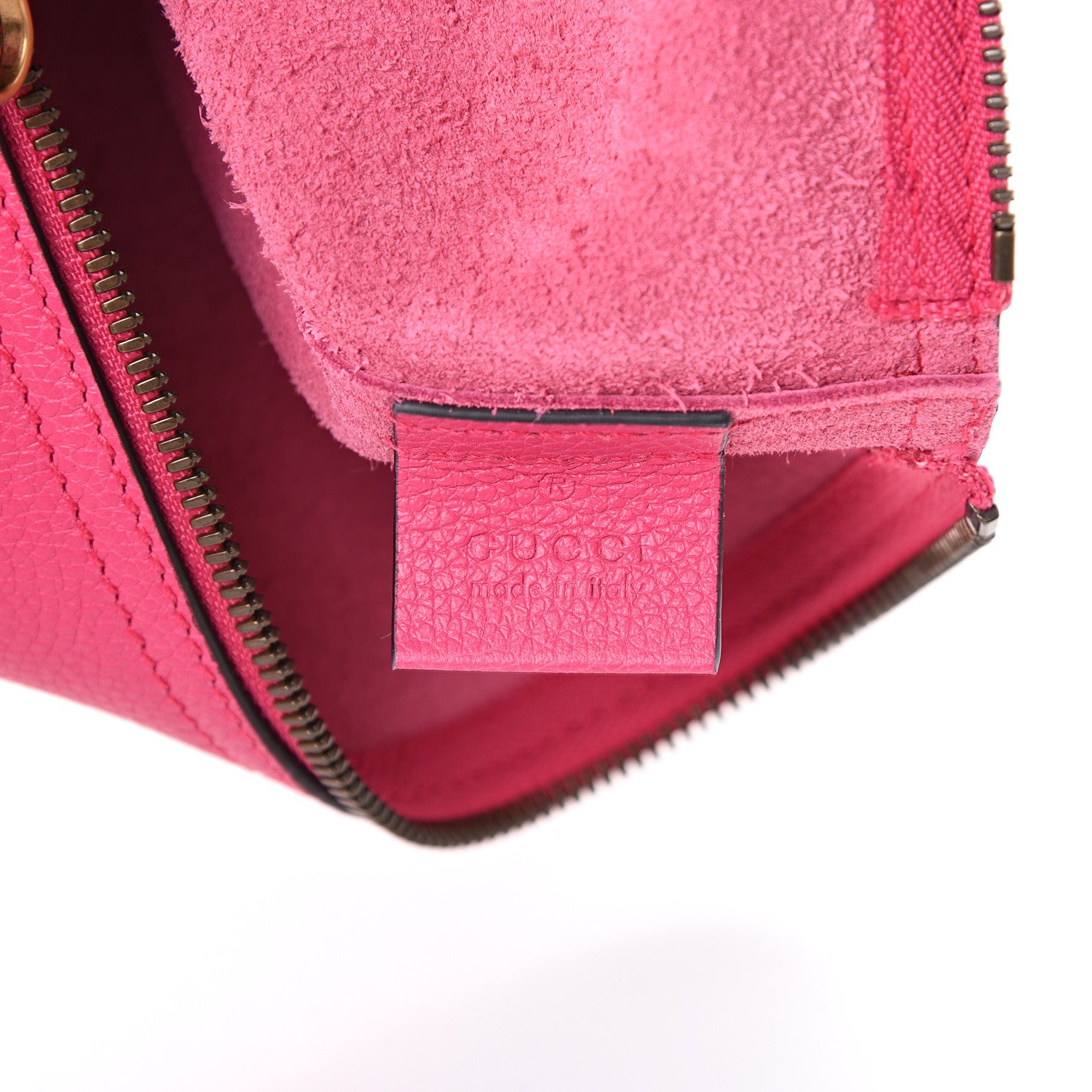 Gucci Pebbled Calfskin Medium Logo Portfolio Clutch Box Pink Green 5 of 8