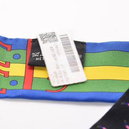 Hermes Silk Rocabar Twilly Bleu Royal Jaune Vert 4 of 5