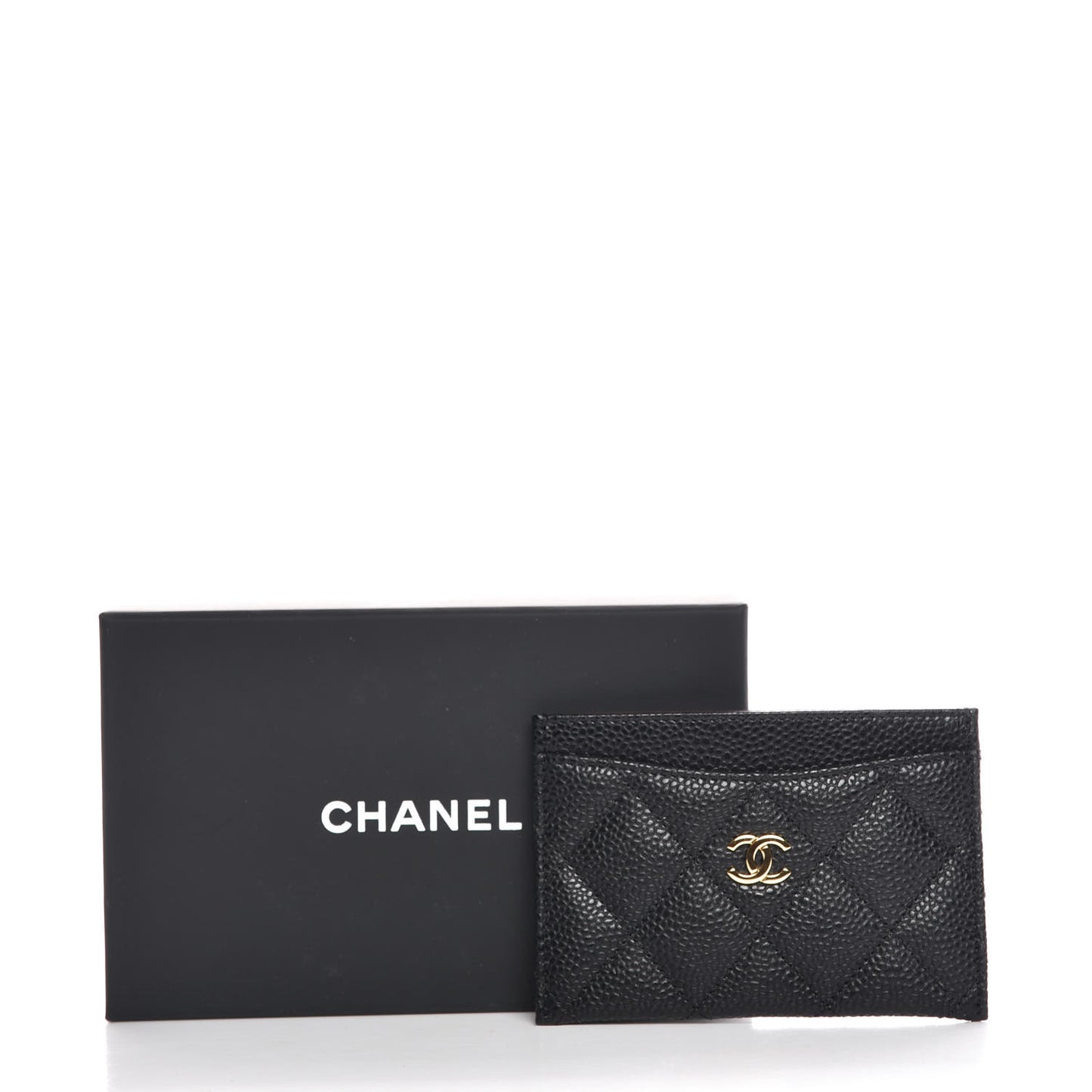 Caviar Quilted Card Holder Black