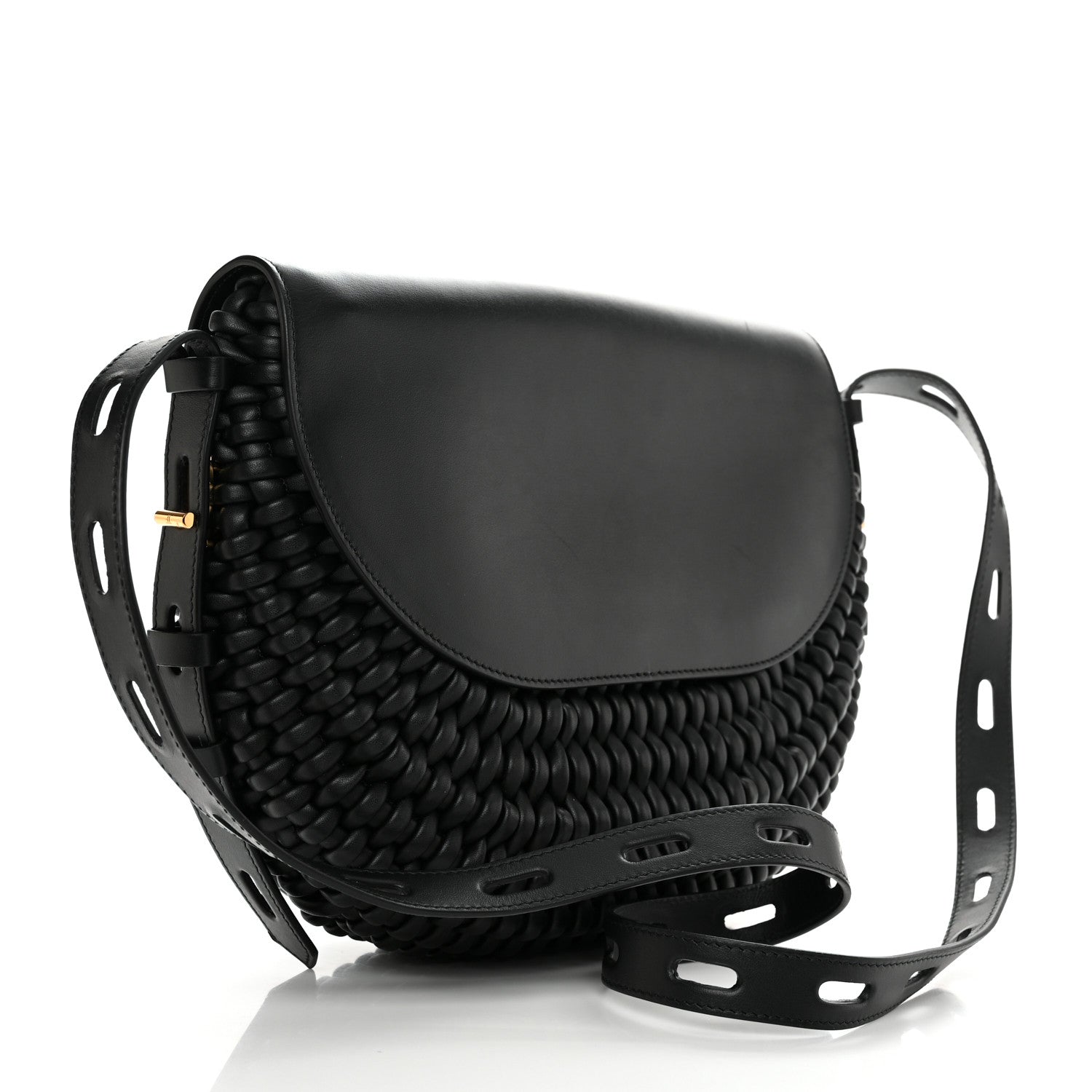 Tom Ford Calfskin Woven T-Twist Crossbody Black 3 of 9