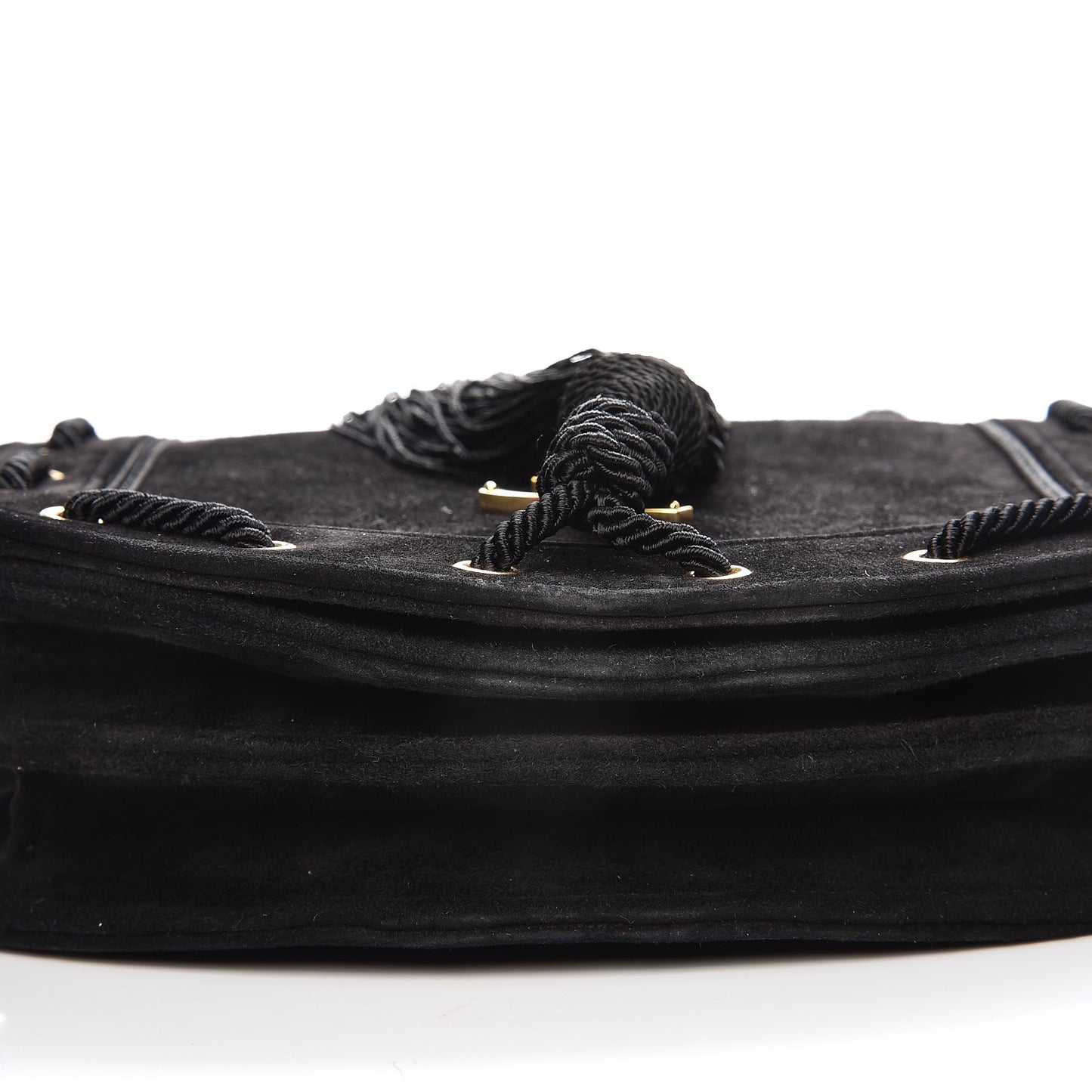 Suede Medium Monogram Fetish Satchel Black