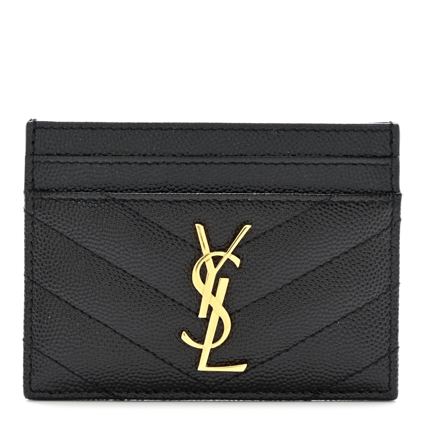 Grain De Poudre Matelasse Chevron Credit Card Case Black
