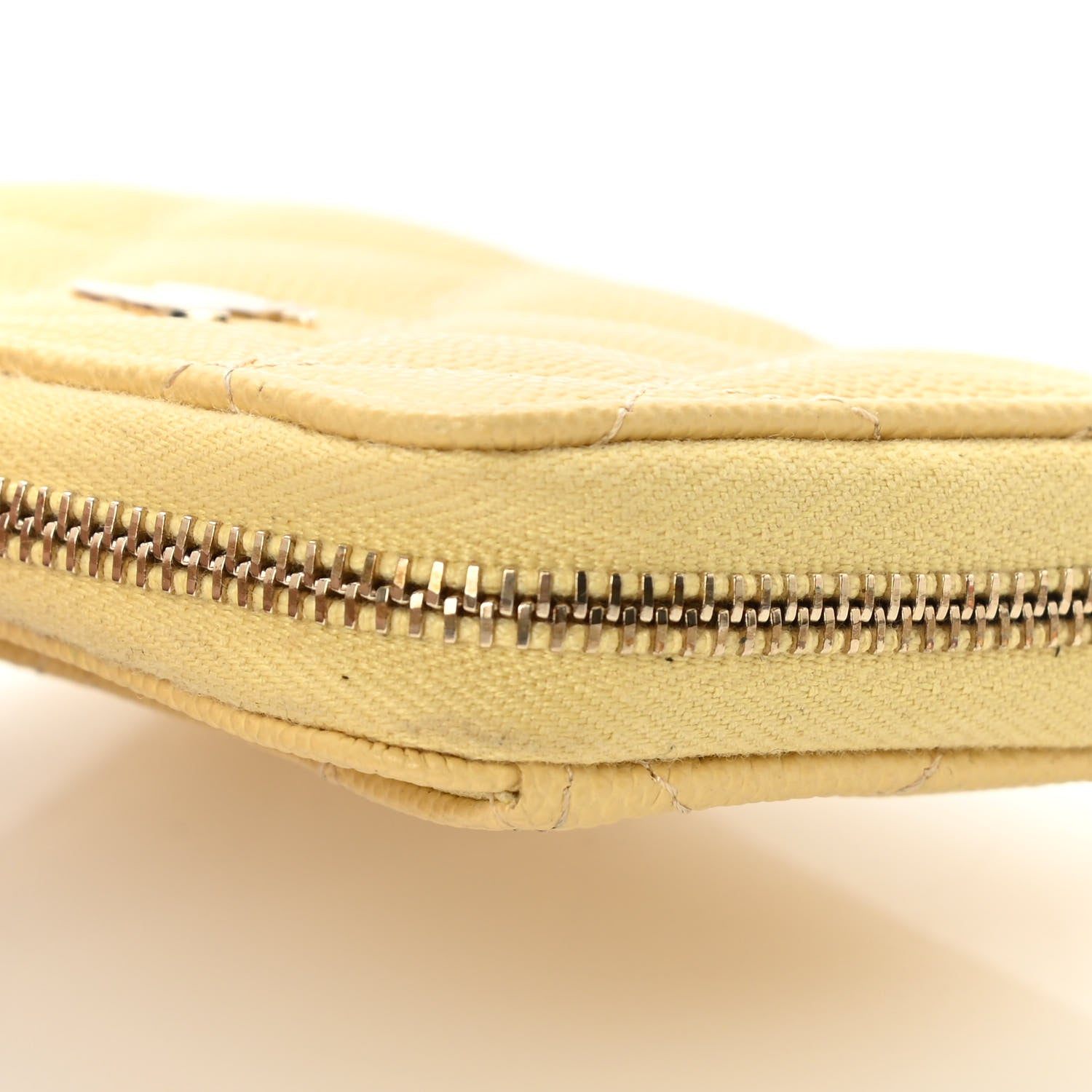 Chanel Caviar Quilted Zip Coin Purse Yellow 9 of 13