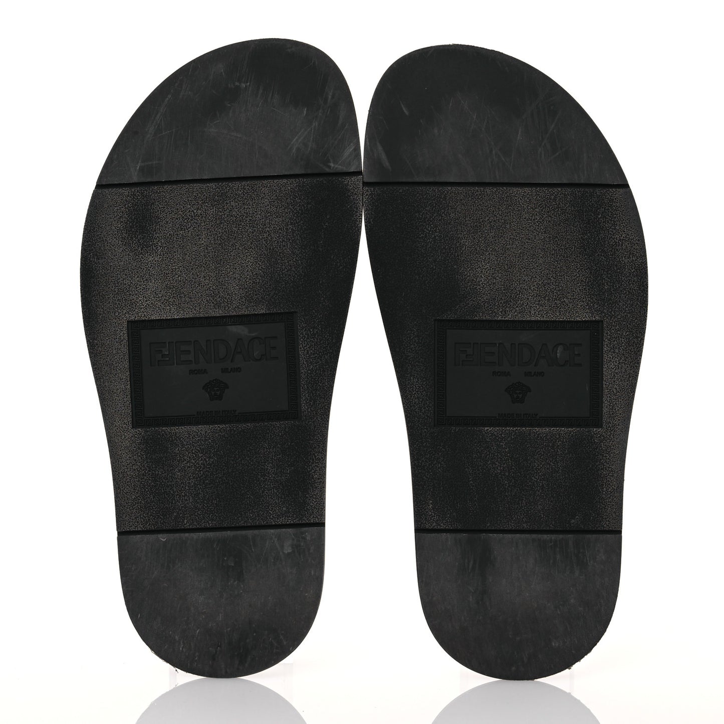 X VERSACE Rubber Logo Slide Sandals 38 Black