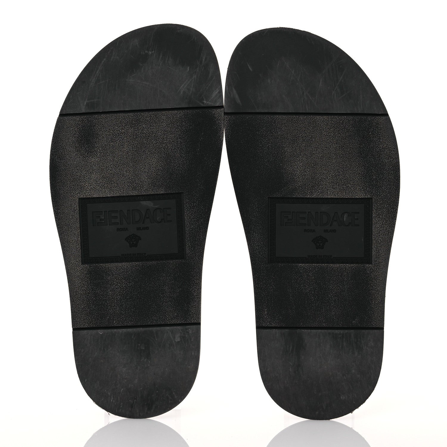Fendi X VERSACE Rubber Logo Slide Sandals 38 Black 6 of 15