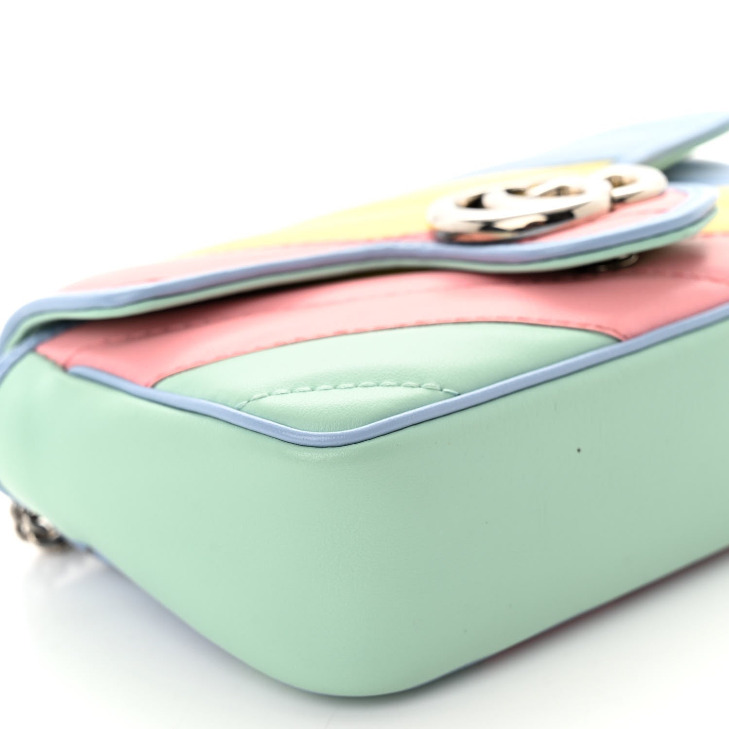Gucci Calfskin Matelasse Diagonal Super Mini GG Marmont Shoulder Bag Multicolor Pastel 9 of 10