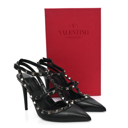 Valentino Garavani Calfskin Nappa Rockstud Ankle Strap 100mm Pumps 37 Black 9 of 9