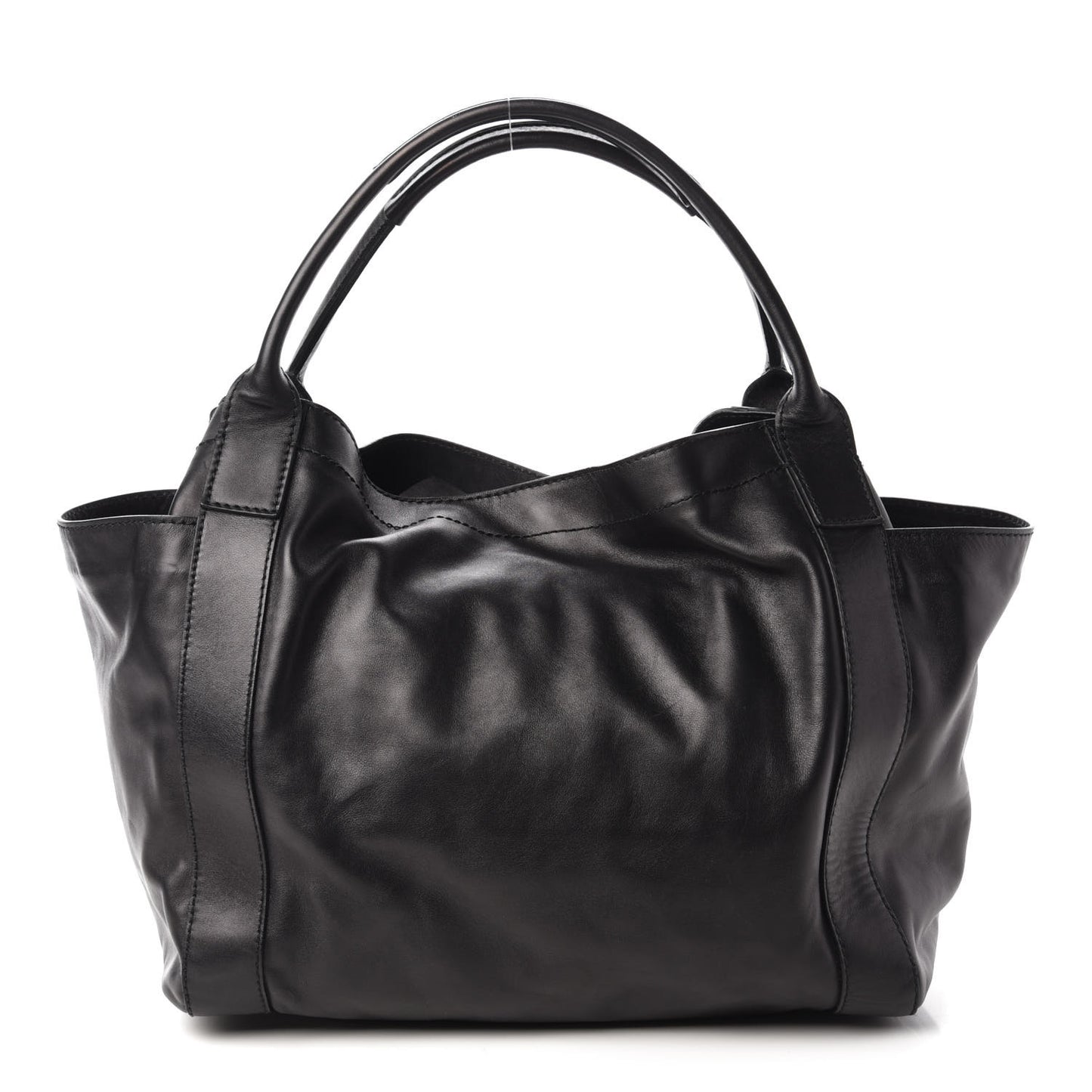 Nappa Double Pocket Bow Tote Black