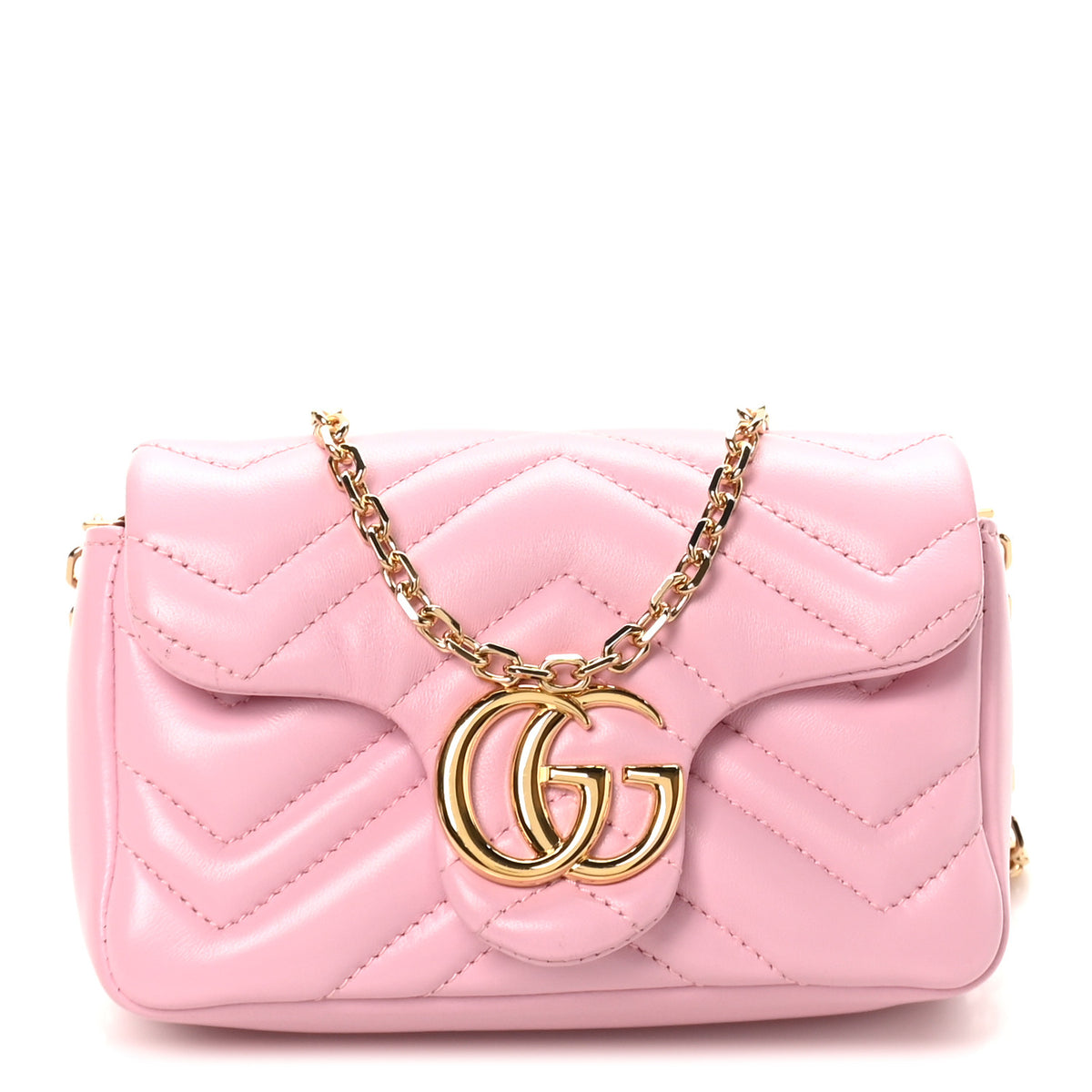 Gucci Lambskin Matelasse Mini GG Marmont Shoulder Bag Light Pink 1 of 9